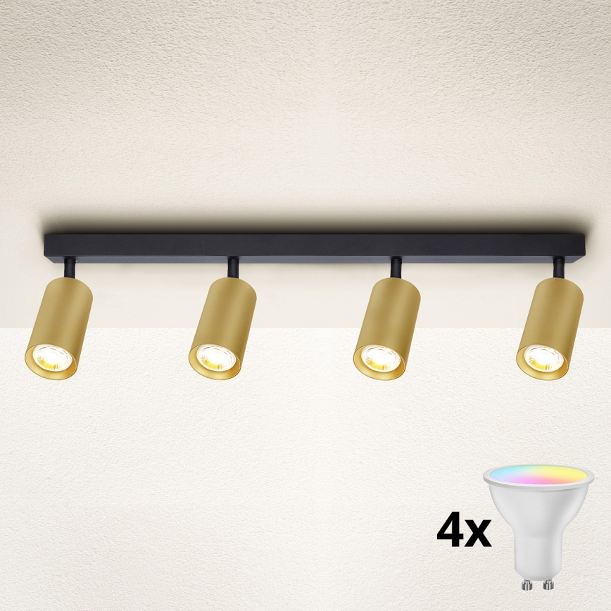 Brilagi - LED RGBW prigušiva spot svetiljka SELE GOLDEN 4xGU10/6,5W/230V 2700-6500K crna/zlatna