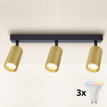 Brilagi - LED RGBW prigušiva svetiljka SELE GOLDEN 3xGU10/6,5W/230V 2700-6500K crna/zlatna