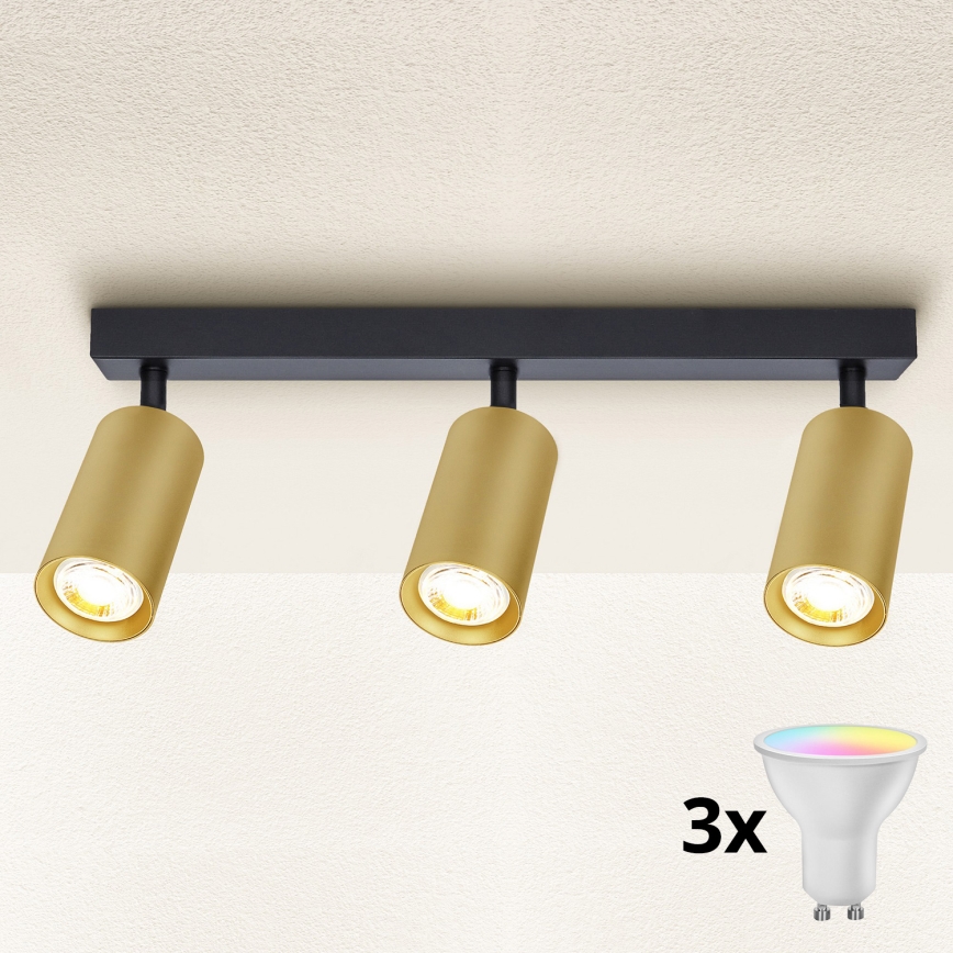 Brilagi - LED RGBW prigušiva svetiljka SELE GOLDEN 3xGU10/6,5W/230V 2700-6500K crna/zlatna