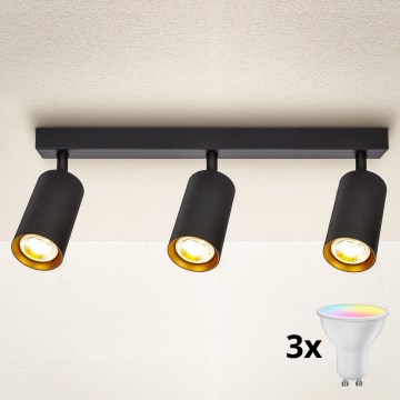Brilagi - LED RGBW prigušiva ugradna spot lampa SELE 3xGU10/6,5W/230V 2700-6500K crna/zlatna