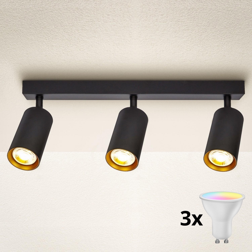 Brilagi - LED RGBW prigušiva ugradna spot lampa SELE 3xGU10/6,5W/230V 2700-6500K crna/zlatna
