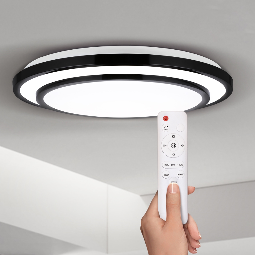 Brilagi - LED Smívatelné plafonjera LUCIANO LED/48W/230V 3000-6500K ø 39 cm crno + Daljinski upravljač