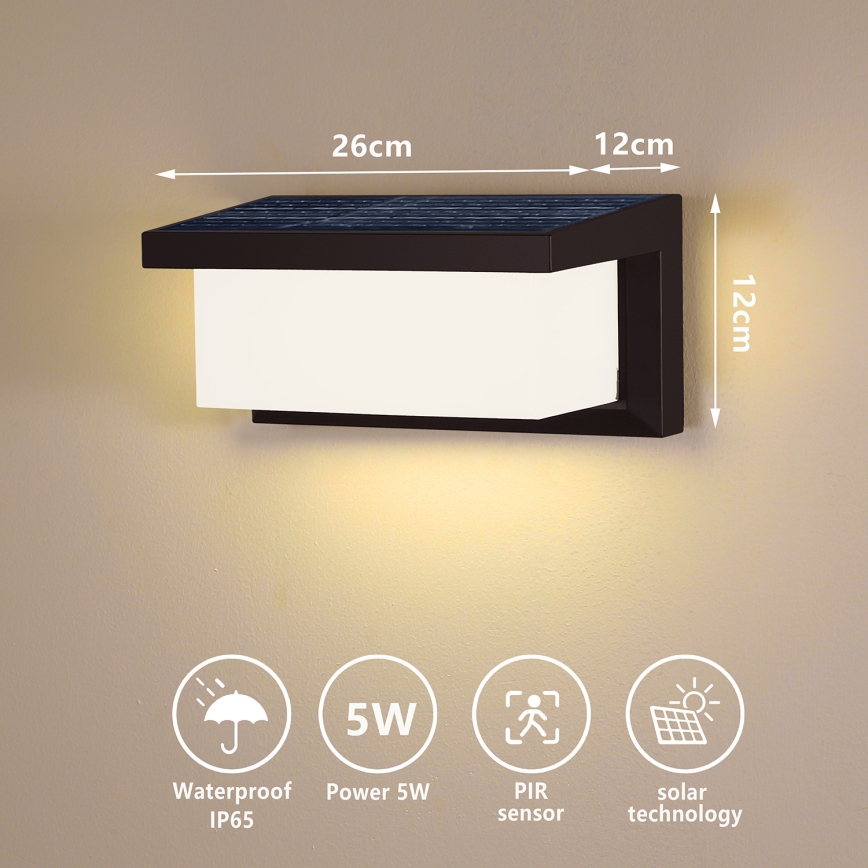 Brilagi - LED Solarna zidna lampa sa senzorom BRICKY LED/5W/6V IP65