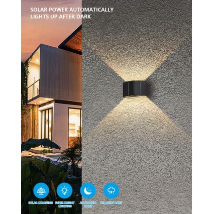 Brilagi - LED Solarna zidna lampa sa senzorom SOLAR CUBE LED/2W/3,2V IP54