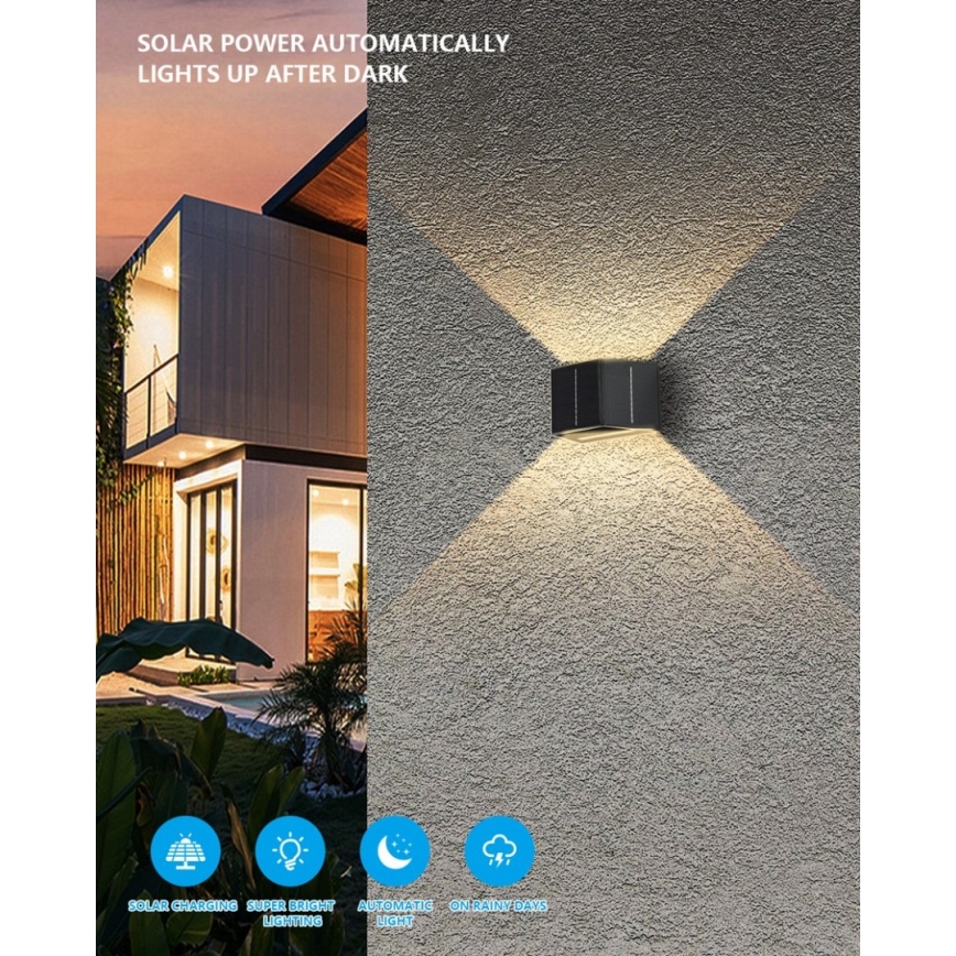 Brilagi - LED Solarna zidna lampa sa senzorom SOLAR CUBE LED/2W/3,2V IP54