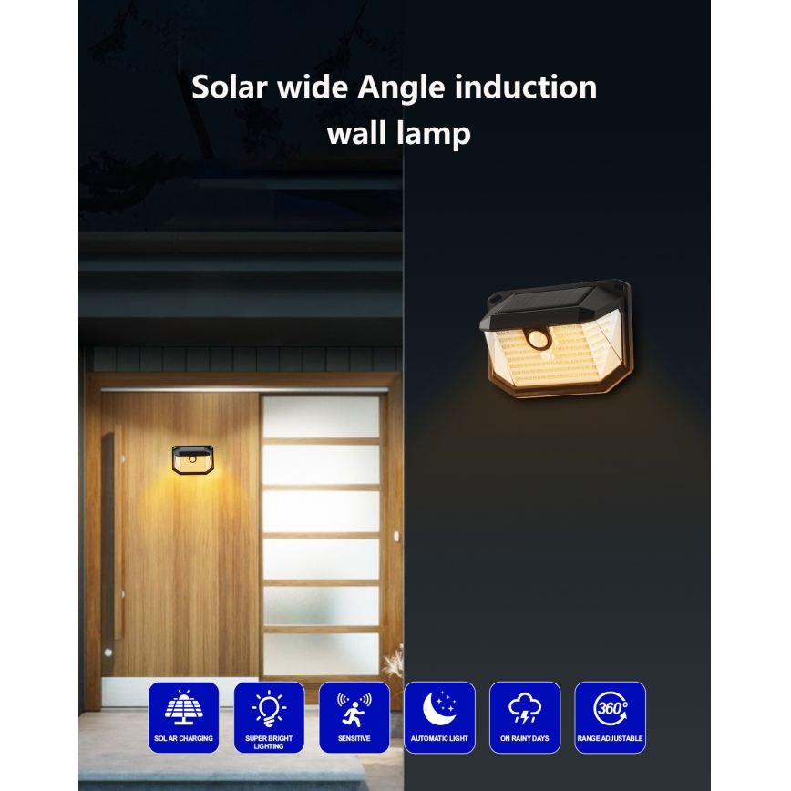 Brilagi - LED Solarna zidna lampa sa senzorom WALLIE LED/4W/5,5V 3000K IP65