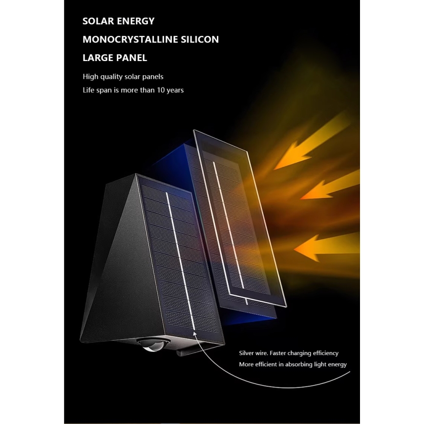 Brilagi - LED Solarna zidna rasveta PYRAMID LED/2W/3,2V IP54
