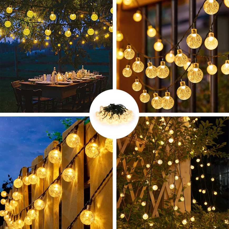 Brilagi - LED Solarni dekorativni lanac BUBBLE 50xLED/8 funkcije 7m IP65 topla bela