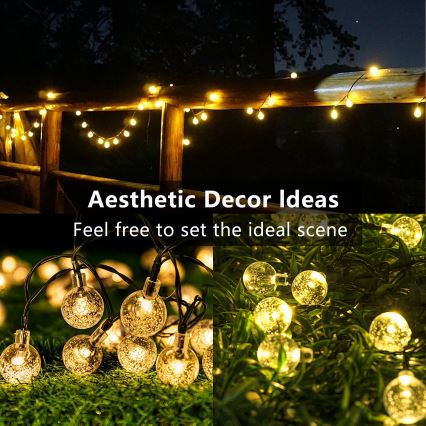 Brilagi - LED Solarni dekorativni lanac BUBBLE 50xLED/8 funkcije 7m IP65 topla bela
