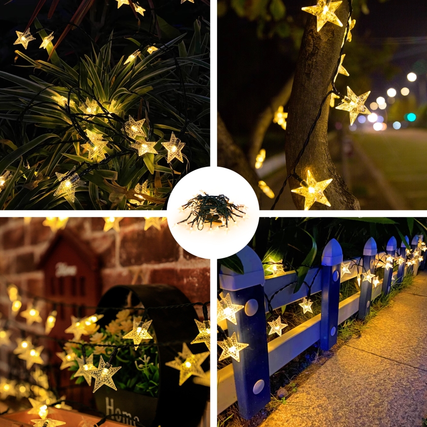 Brilagi - LED Solarni dekorativni lanac STARS 50xLED/8 funkcije 7m IP65 topla bela