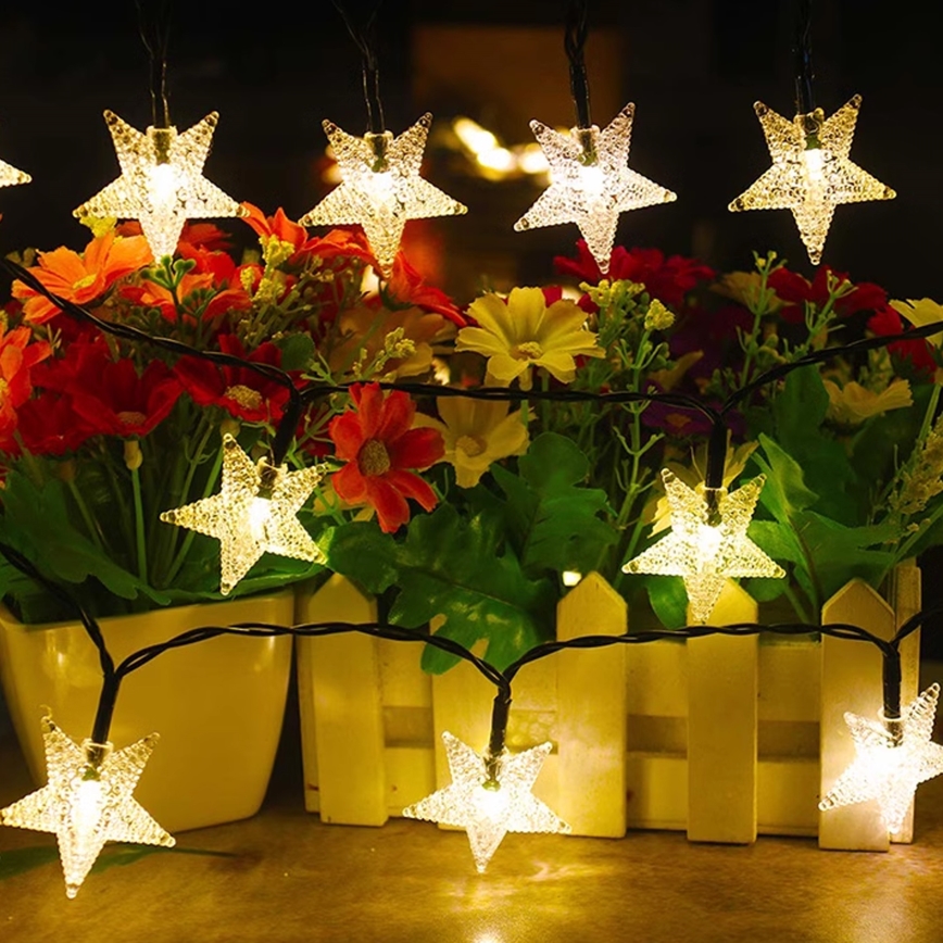 Brilagi - LED Solarni dekorativni lanac STARS 50xLED/8 funkcije 7m IP65 topla bela