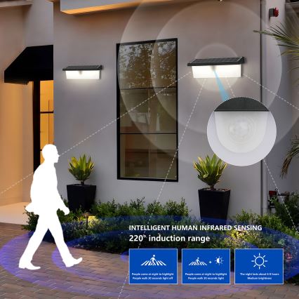 Brilagi - LED solarno zidno svetlo sa senzorom SUN RAY LED/6W/3,7V 2200 mAh IP44