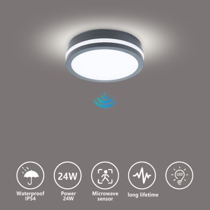 Brilagi - LED spoljašnje svetlo sa senzorom BENE LED/18W/230V prečnik 22 cm antracit IP54