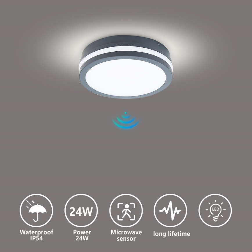 Brilagi - LED spoljašnje svetlo sa senzorom BENE LED/18W/230V prečnik 22 cm antracit IP54