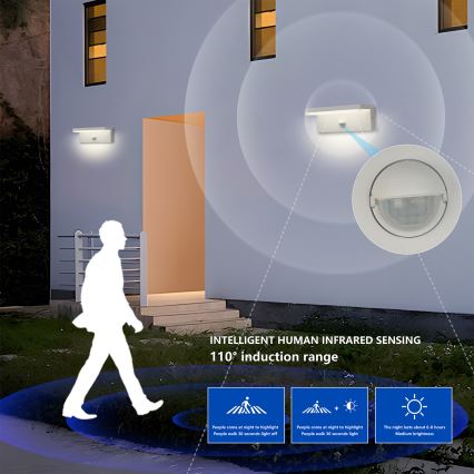Brilagi - LED spoljašnje zidno svetlo sa senzorom TESSI LED/10W/230V belo IP54