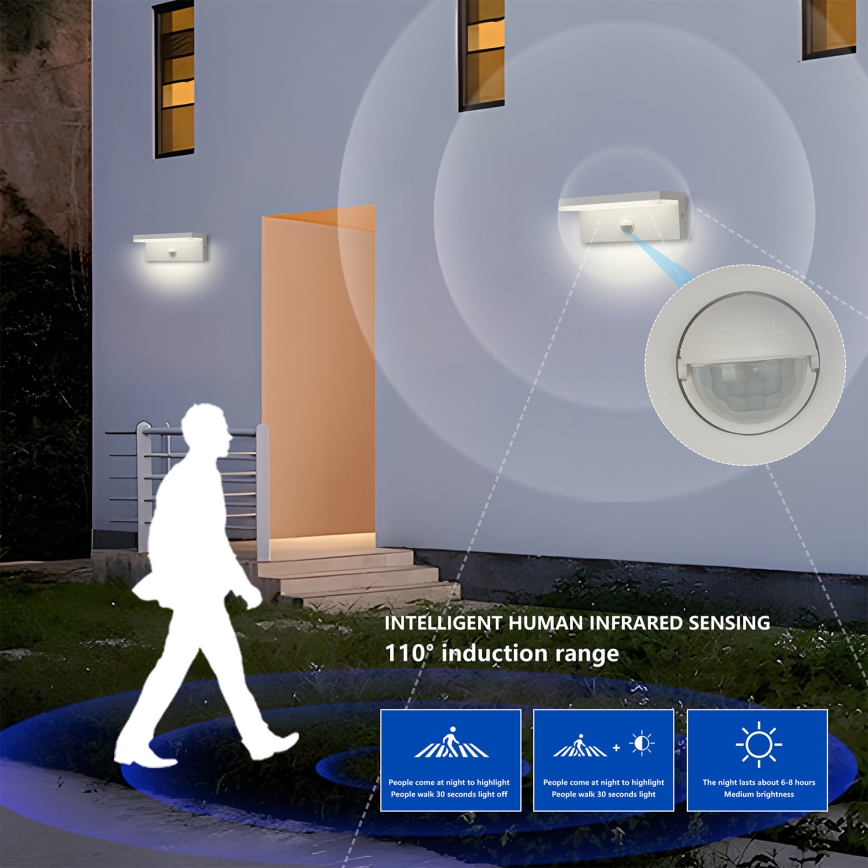 Brilagi - LED spoljašnje zidno svetlo sa senzorom TESSI LED/10W/230V belo IP54