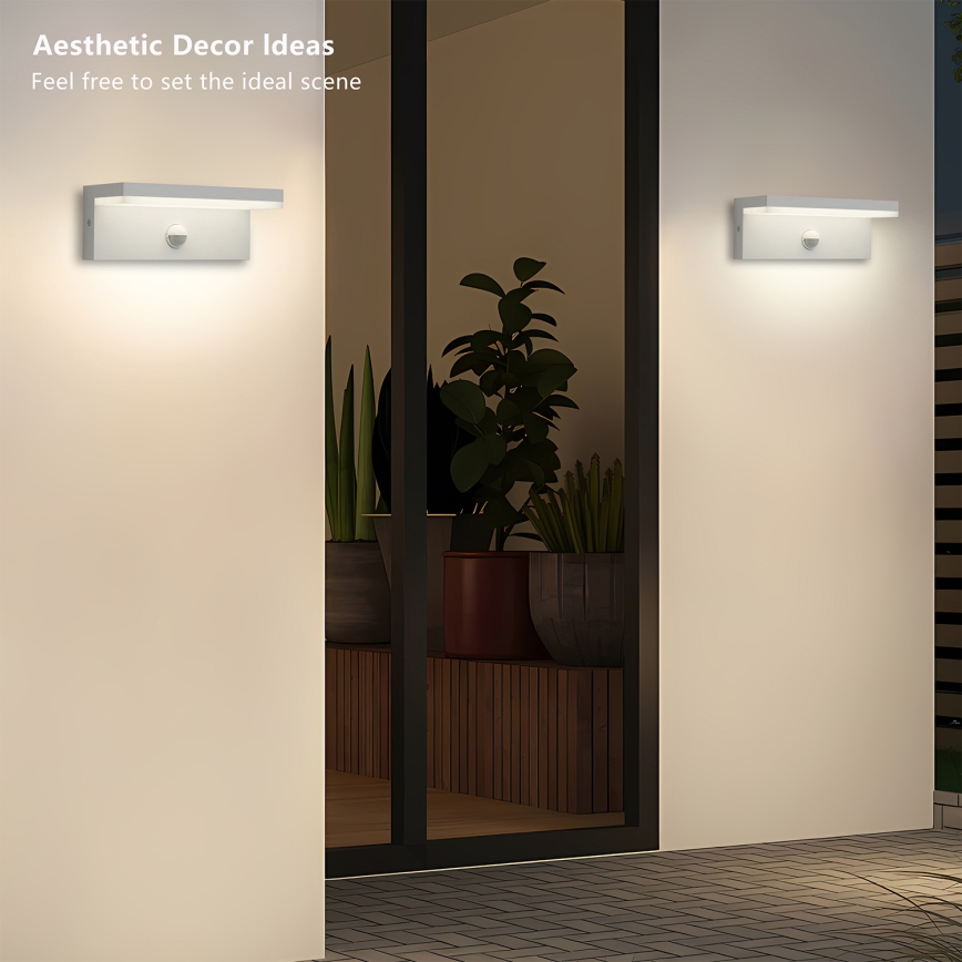 Brilagi - LED spoljašnje zidno svetlo sa senzorom TESSI LED/10W/230V belo IP54
