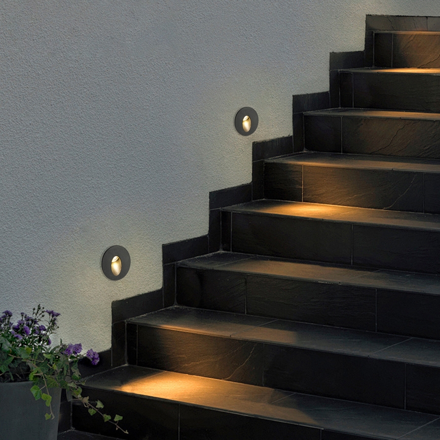 Brilagi - LED spoljašnje ugradno svetlo STAIRDOT LED/2W/230V crno IP65 okruglo