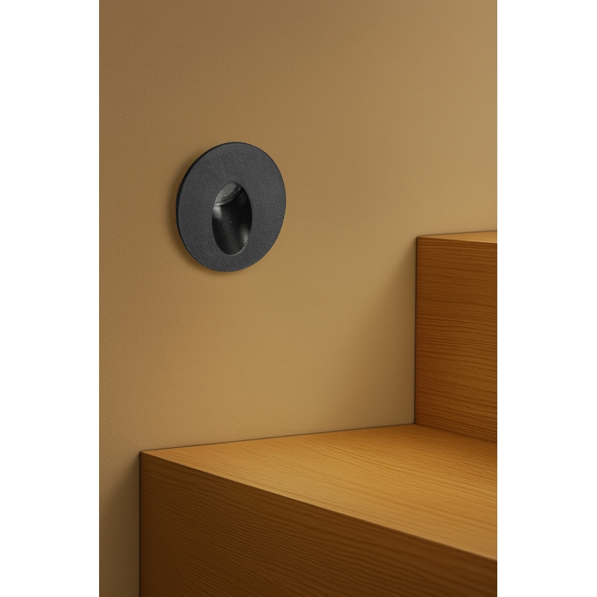 Brilagi - LED spoljašnje ugradno svetlo STAIRDOT LED/2W/230V crno IP65 okruglo