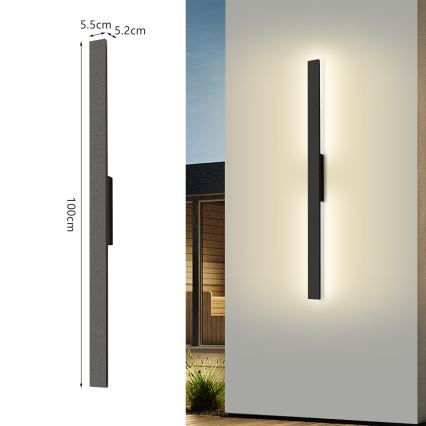 Brilagi - LED spoljašnja zidna svetiljka LUNA LED/24W/230V 4000K IP65 100 cm crna CRI 90