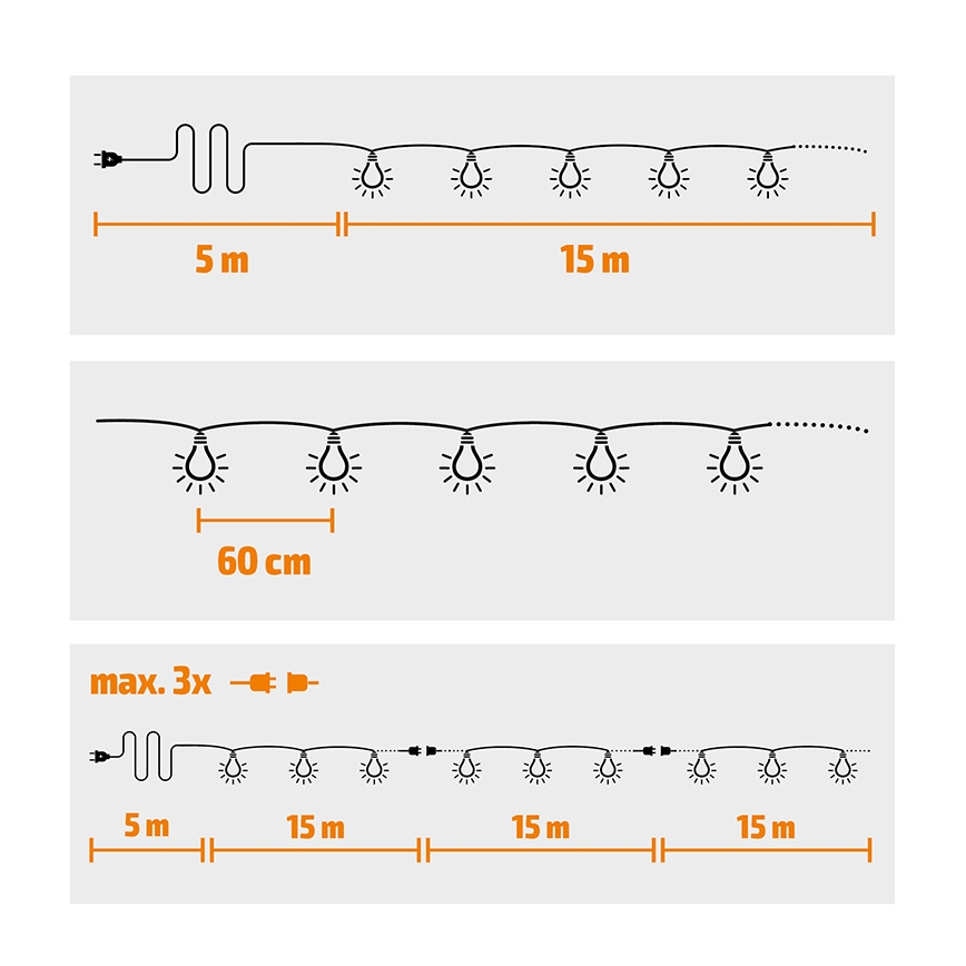 Brilagi - LED Spoljašnji dekorativni lanac GERLANDA 25xE12 20m bela IP44 topla bela