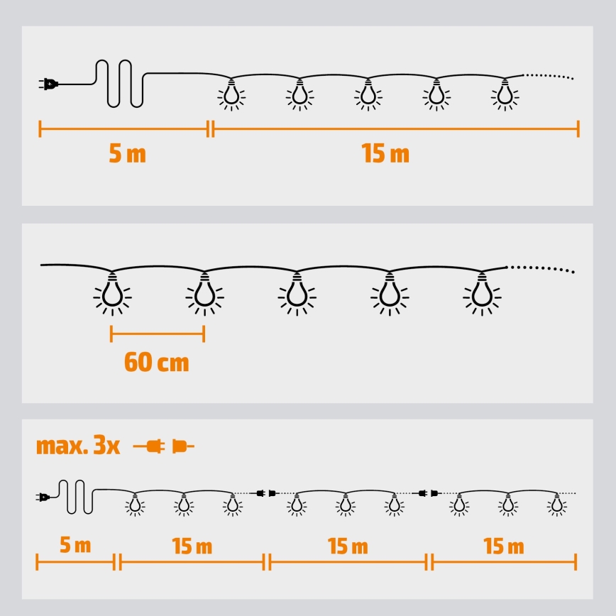 Brilagi - LED Spoljašnji dekorativni lanac GERLANDA 25xE12 20m IP44 hladna bela
