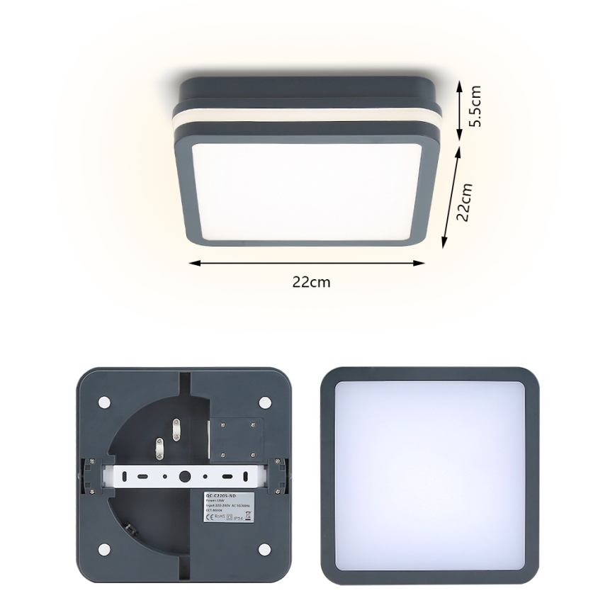 Brilagi - LED Spoljna lampa BENE LED/18W/230V 22x22 cm Antracit IP54
