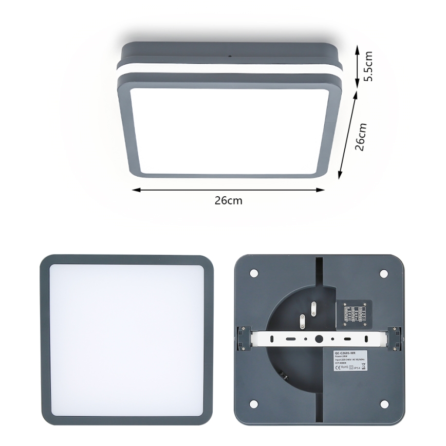 Brilagi - LED Spoljna lampa BENE LED/24W/230V 26x26 cm Antracit IP54