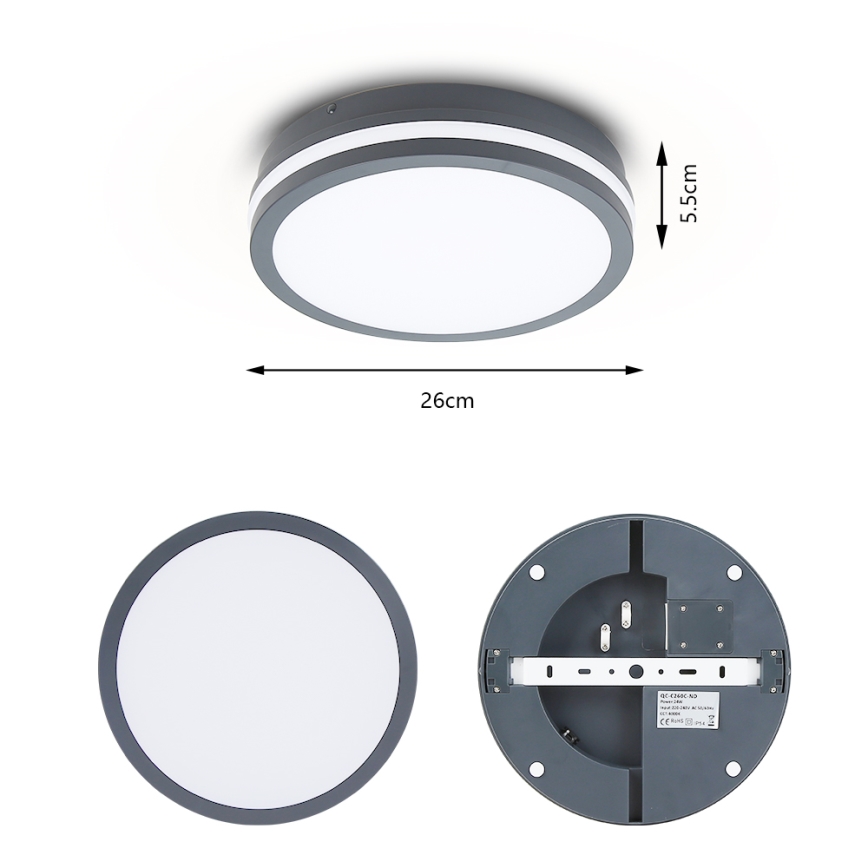 Brilagi - LED Spoljna lampa BENE LED/24W/230V pr. 26 cm Antracit IP54