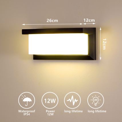 Brilagi - LED Spoljna zidna lampa BRICKY LED/12W/230V crno IP54