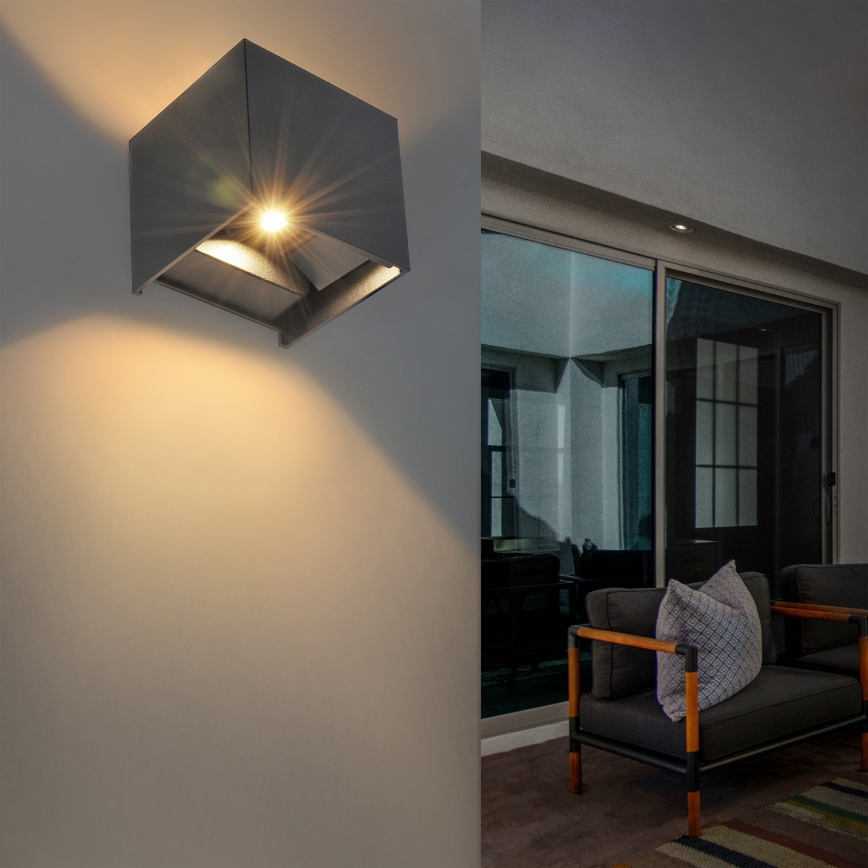 Brilagi - LED Spoljna zidna lampa CUBE LED/6W/230V Antracit IP54