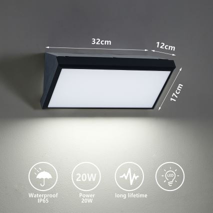 Brilagi - LED Spoljna zidna lampa TRIANGLE LED/20W/230V crno IP65