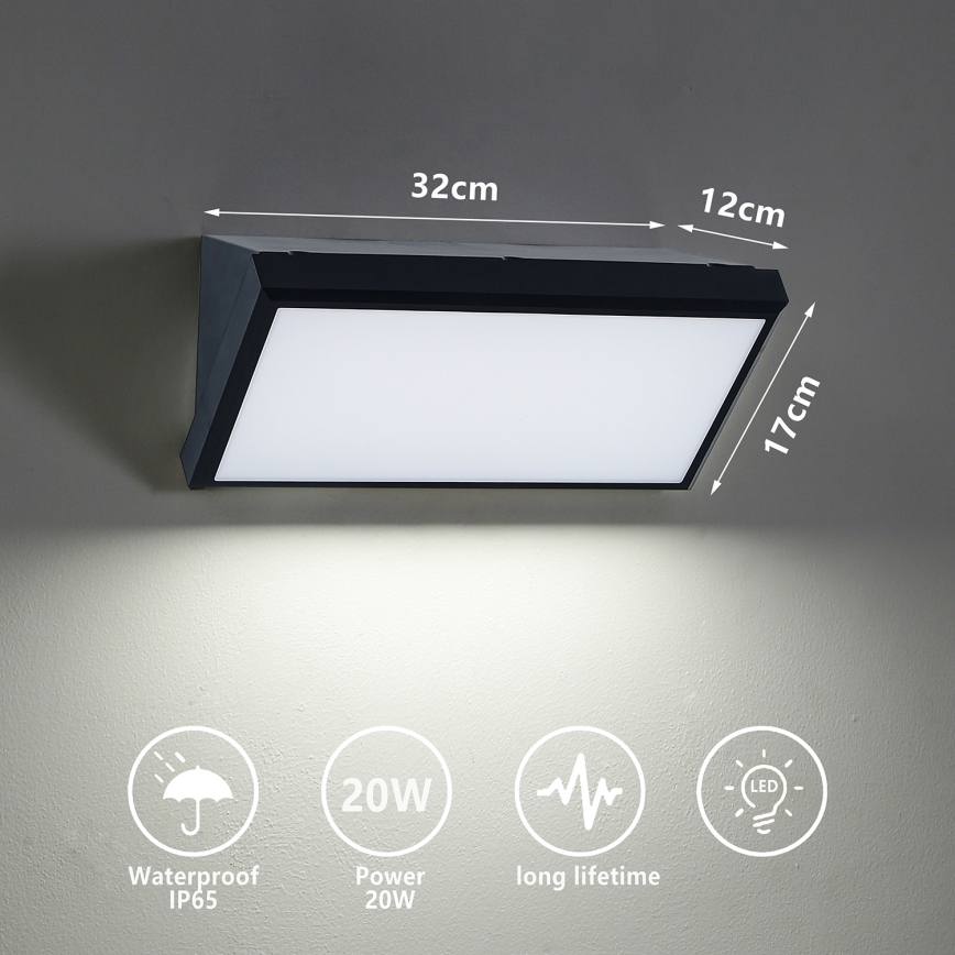 Brilagi - LED Spoljna zidna lampa TRIANGLE LED/20W/230V crno IP65