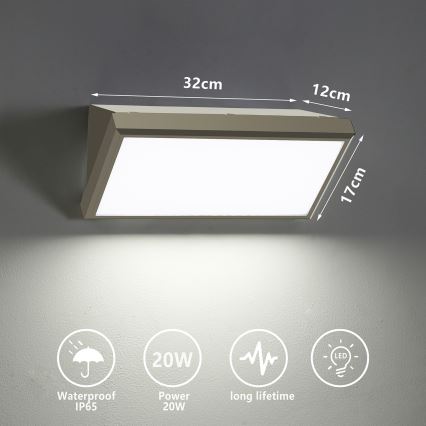 Brilagi - LED Spoljna zidna lampa TRIANGLE LED/20W/230V sivo IP65