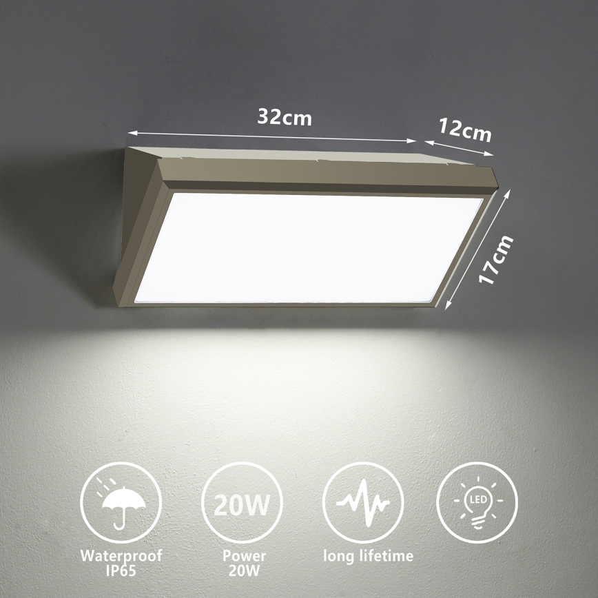Brilagi - LED Spoljna zidna lampa TRIANGLE LED/20W/230V sivo IP65