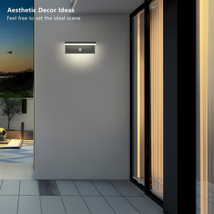 Brilagi - LED spoljašnja zidna svetiljka sa senzorom TESSI LED/10W/230V antracitna IP54