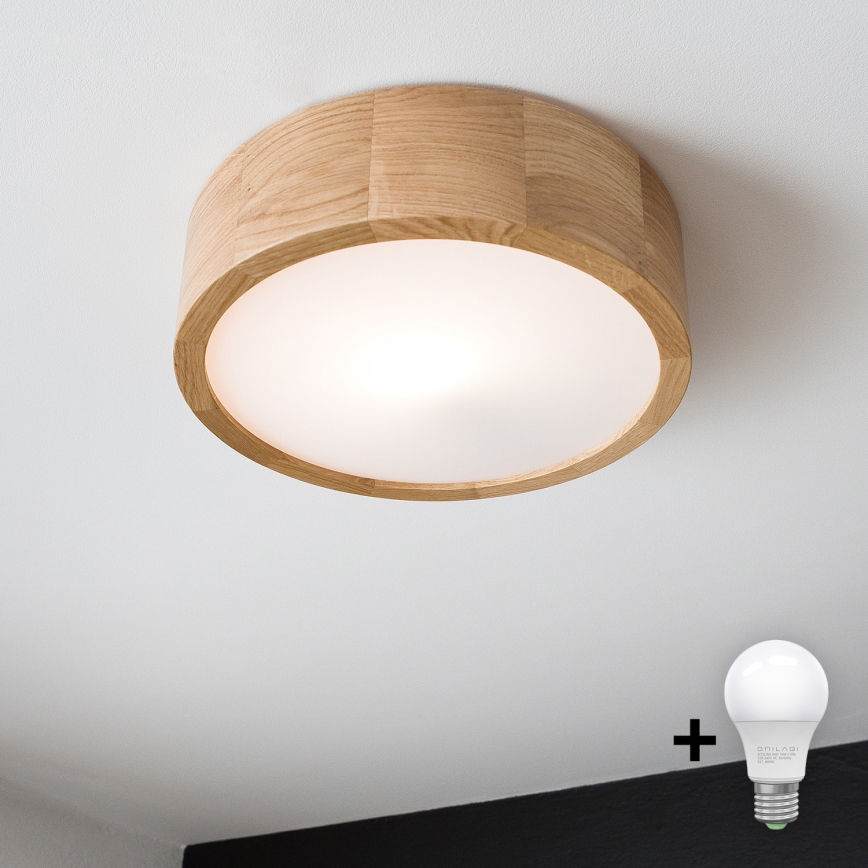 Brilagi - LED stropna svetiljka CARVALHO 1xE27/60W/230V hrast prečnika 27,5 cm