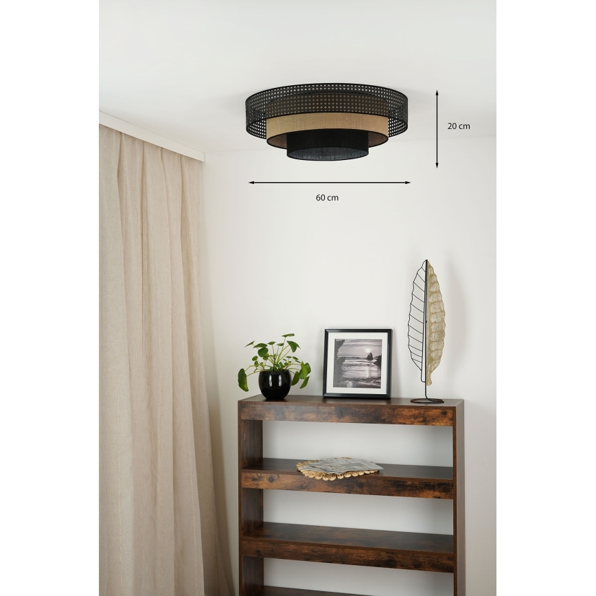 Brilagi - LED plafonsko svetlo DAKOTA LUNETA LED/12W/230V prečnik 60 cm 3000K/4000K/6400K crna/ratan