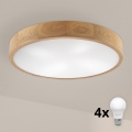 Brilagi - LED stropno svetlo CARVALHO 4xE27/60W/230V hrast, prečnik 57,5 cm