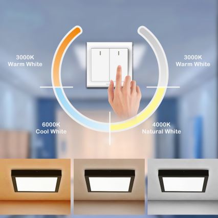 Brilagi - LED plafonsko svetlo za kupatilo FRAME LED/24W/230V 30x30 cm 3000/4000/6000K IP44 crna