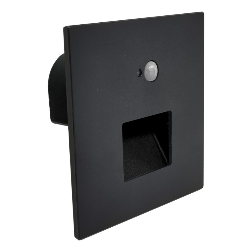 Brilagi - LED svetlo za stepenište sa senzorom pokreta i sumraka JACK LED/3W/230V 3000/4000/6500K IP65 crna