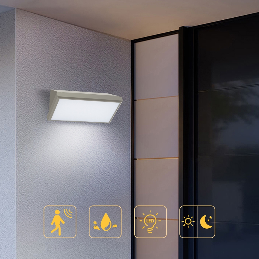 Brilagi - LED Zidno spoljašnje osvetljenje sa senzorom TRIANGLE LED/20W/230V sivo IP65