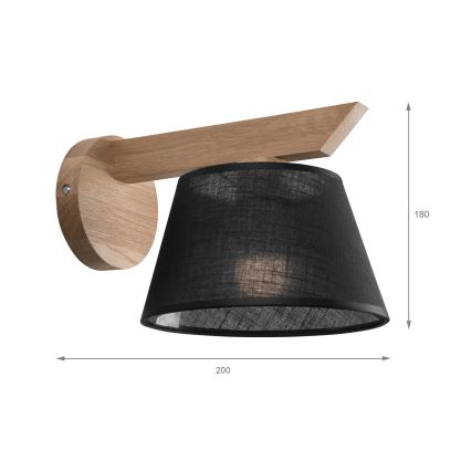 Brilagi - LED  Zidna lampa ANTHONY 1xE14/40W/230V hrast/crno