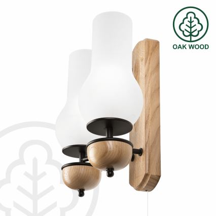 Brilagi - LED Zidna lampa COTTAGE 2xE14/40W/230V hrast/bela