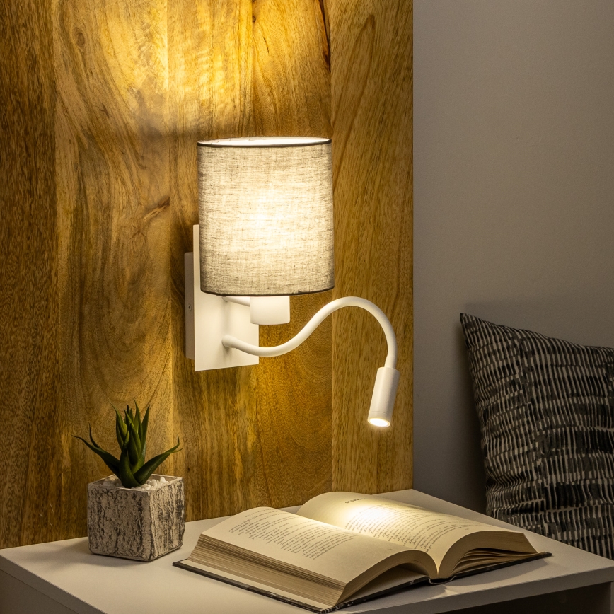 Brilagi - LED Fleksibilna zidna lampa NUBILA 1xE27/25W/230V + LED/3W bela/antracit