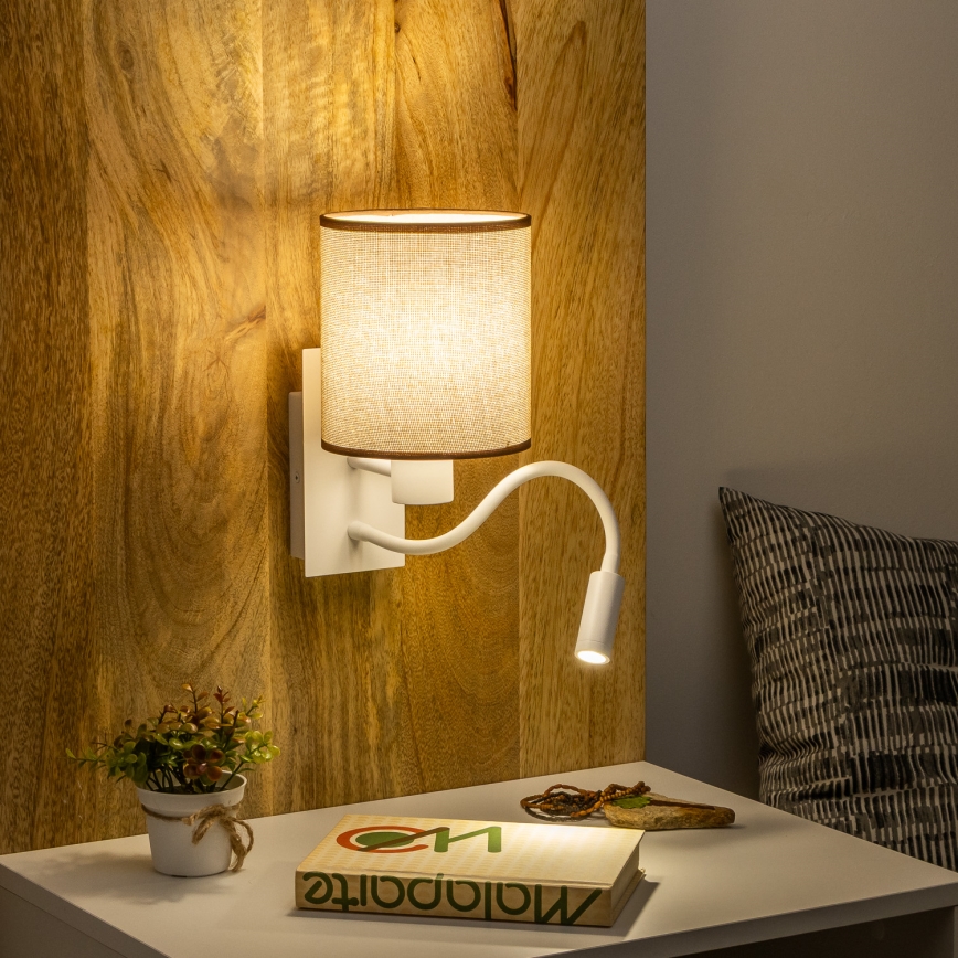 Brilagi - LED Fleksibilna zidna lampa NUBILA 1xE27/25W/230V + LED/3W bela/braon