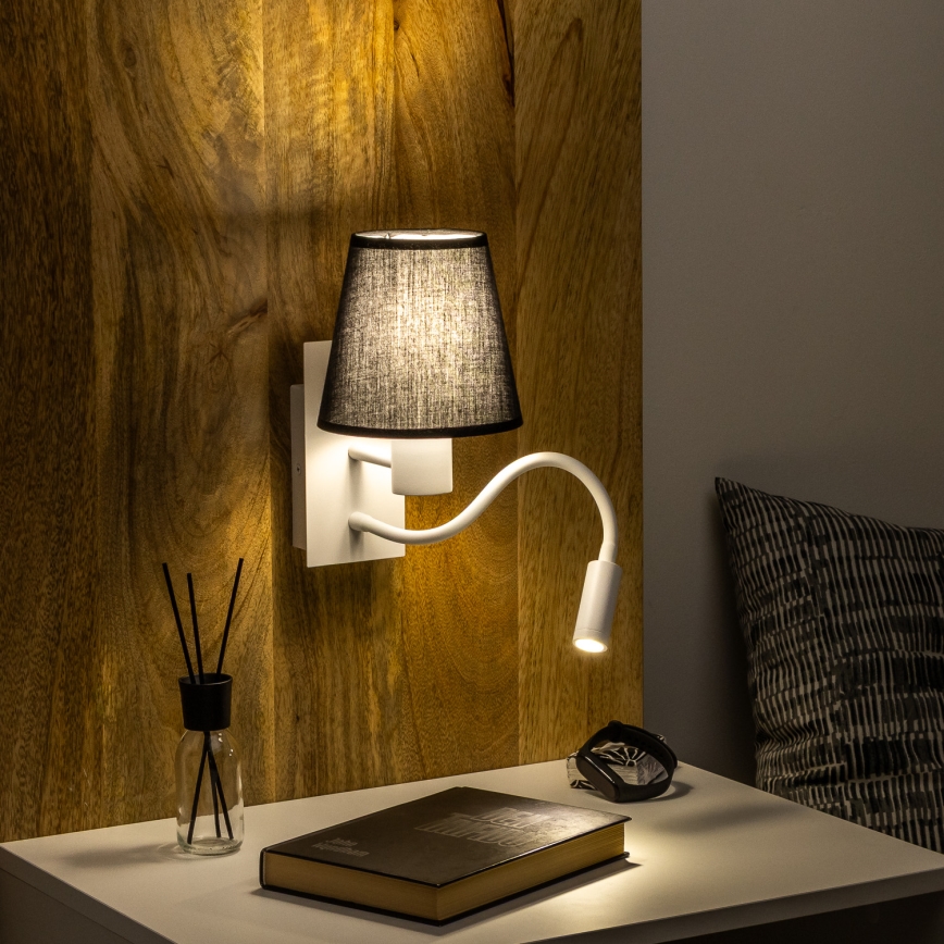 Brilagi - LED Fleksibilna zidna lampa NUBILA 1xE27/25W/230V + LED/3W bela/crno