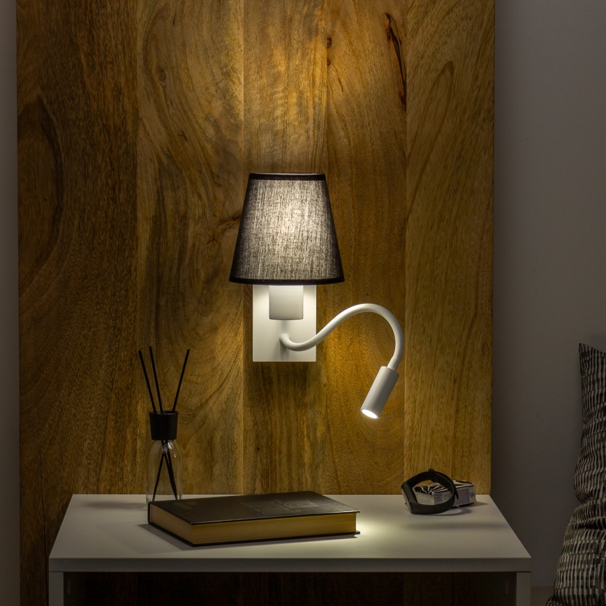 Brilagi - LED Fleksibilna zidna lampa NUBILA 1xE27/25W/230V + LED/3W bela/crno