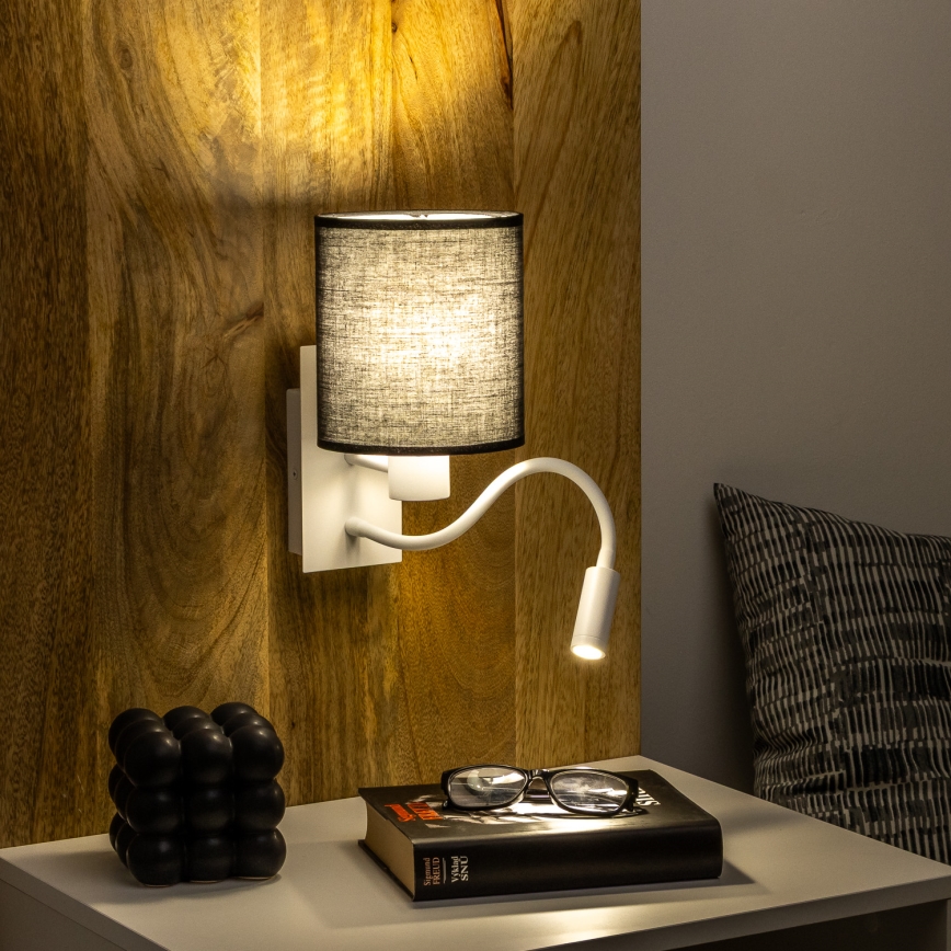 Brilagi - LED Fleksibilna zidna lampa NUBILA 1xE27/25W/230V + LED/3W bela/crno