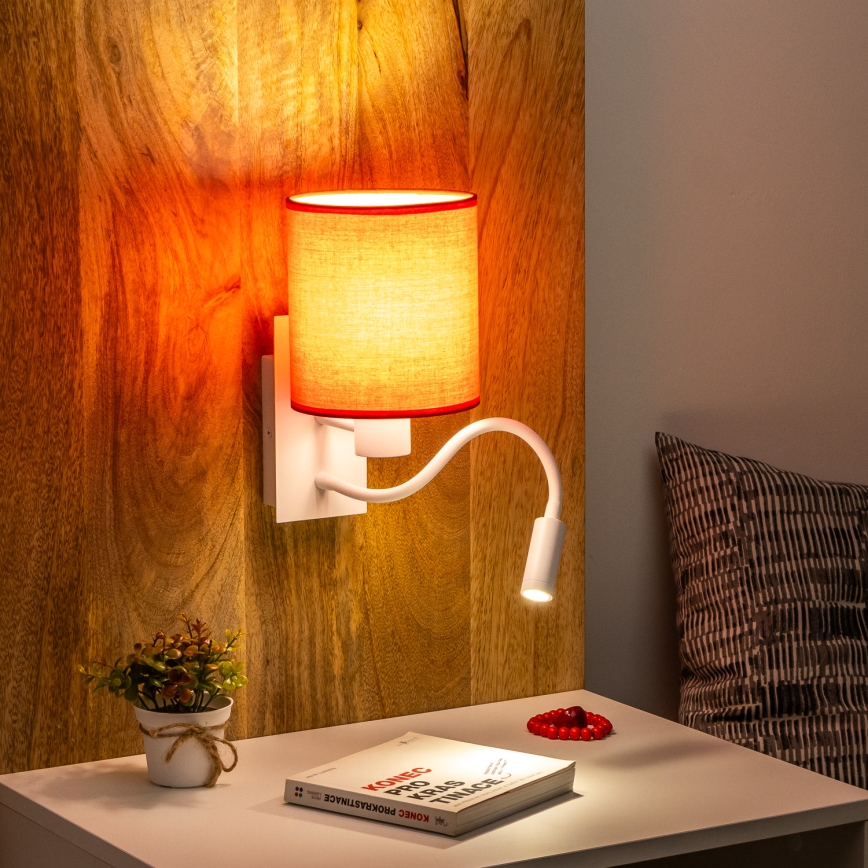 Brilagi - LED Fleksibilna zidna lampa NUBILA 1xE27/25W/230V + LED/3W bela/crveno